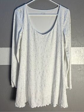 White Eyelet Long sleeve mini dress from the OFFLINE by Aerie collection
